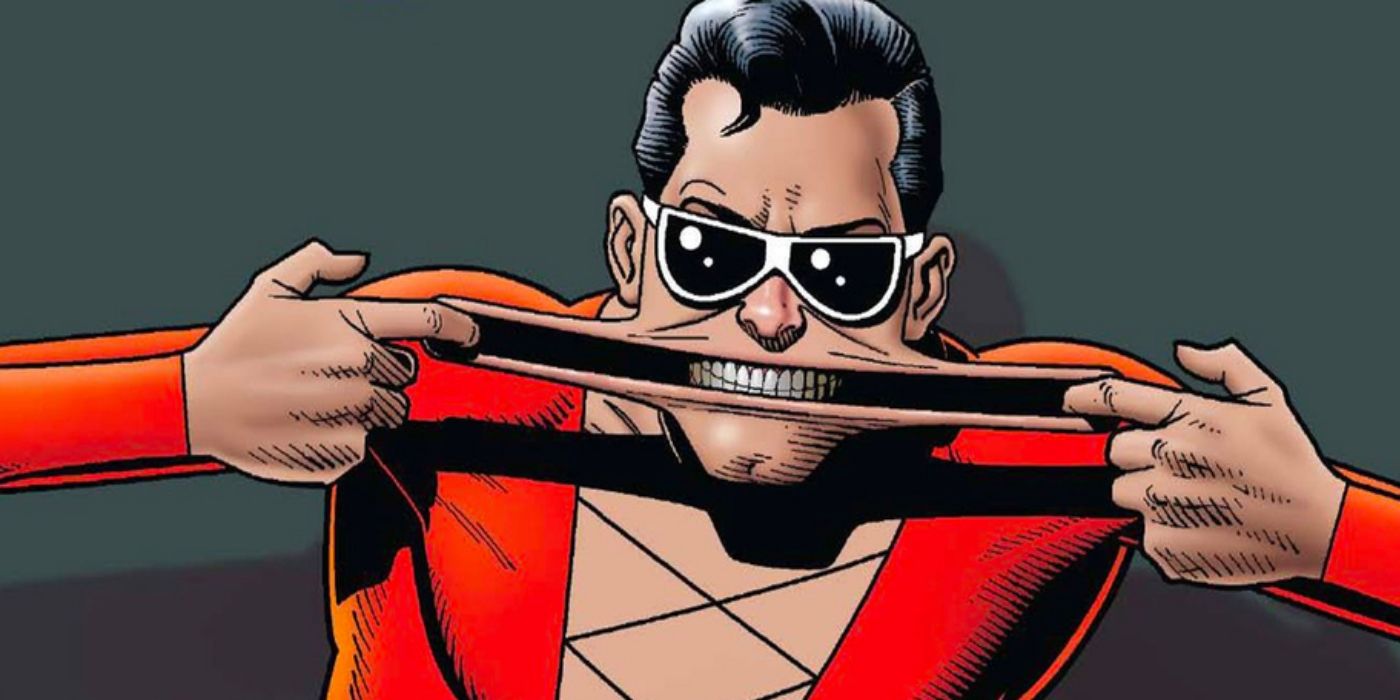 Plastic Man Stretching His Mouth To Make A Funny Face