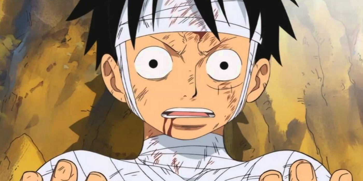 monkey d. luffy is bandaged up during One Piece's post-war arc