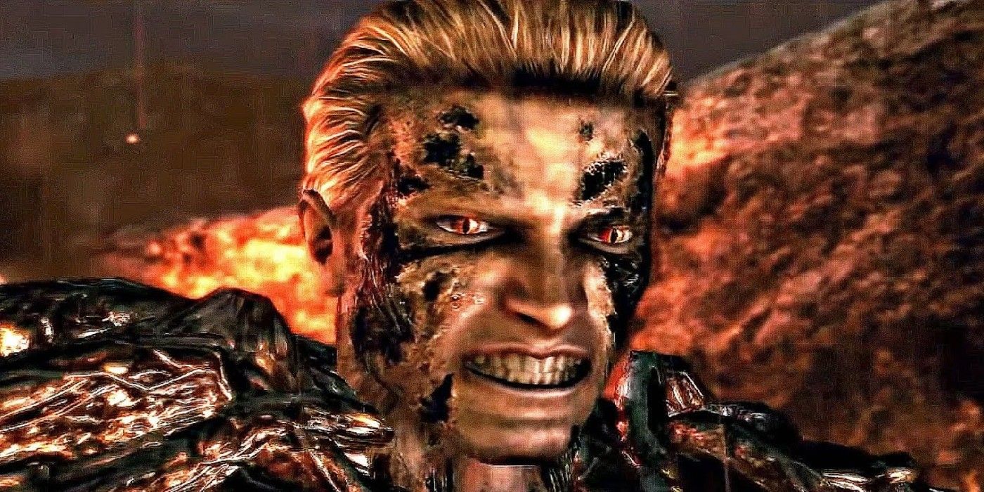 Albert Wesker surrounded by lava in RE5