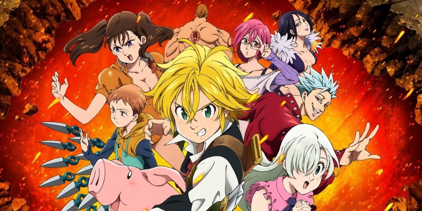 Banner featuring the main cast of The Seven Deadly Sins.