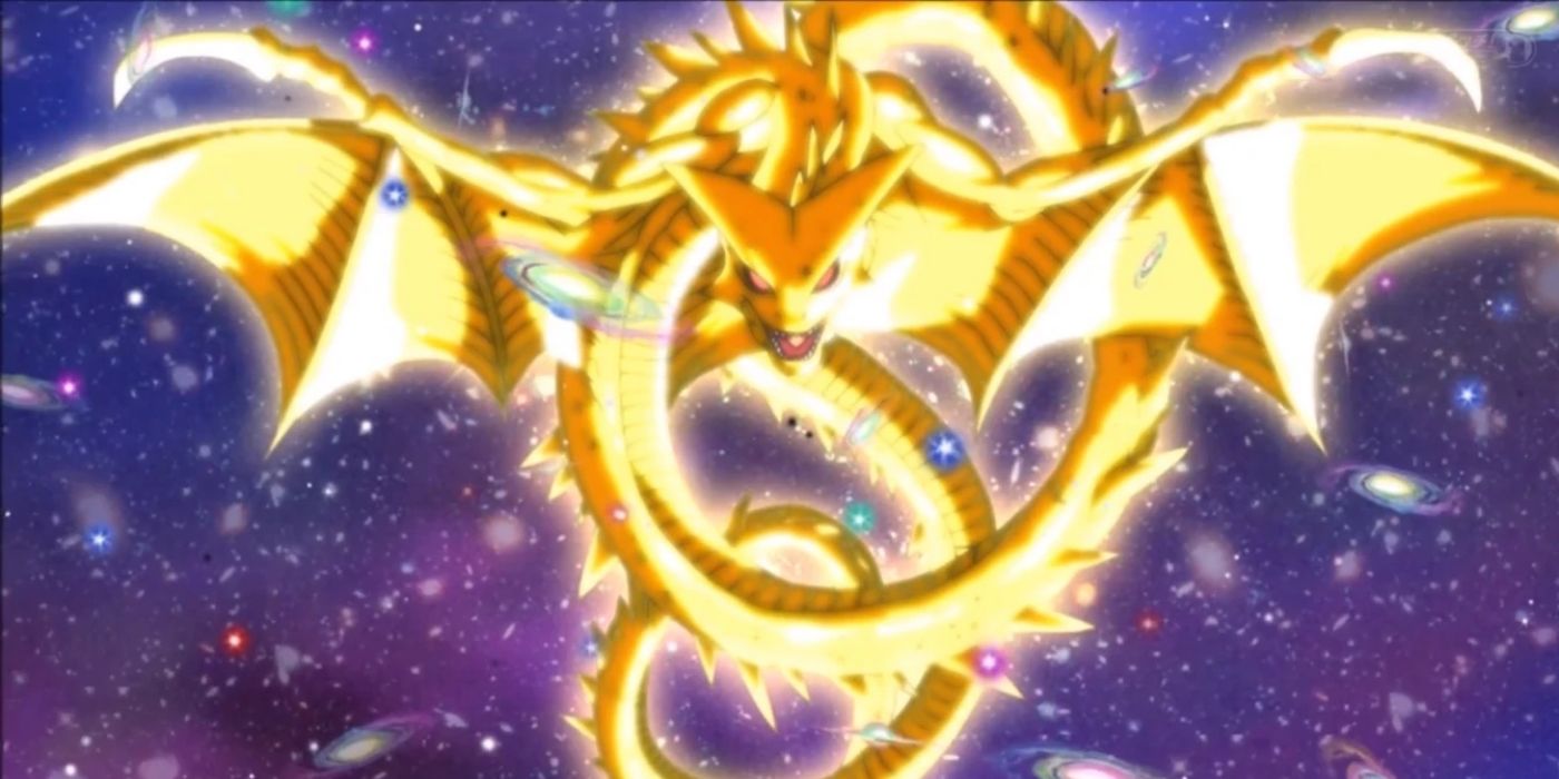 super shenron from Dragon Ball Super among stars