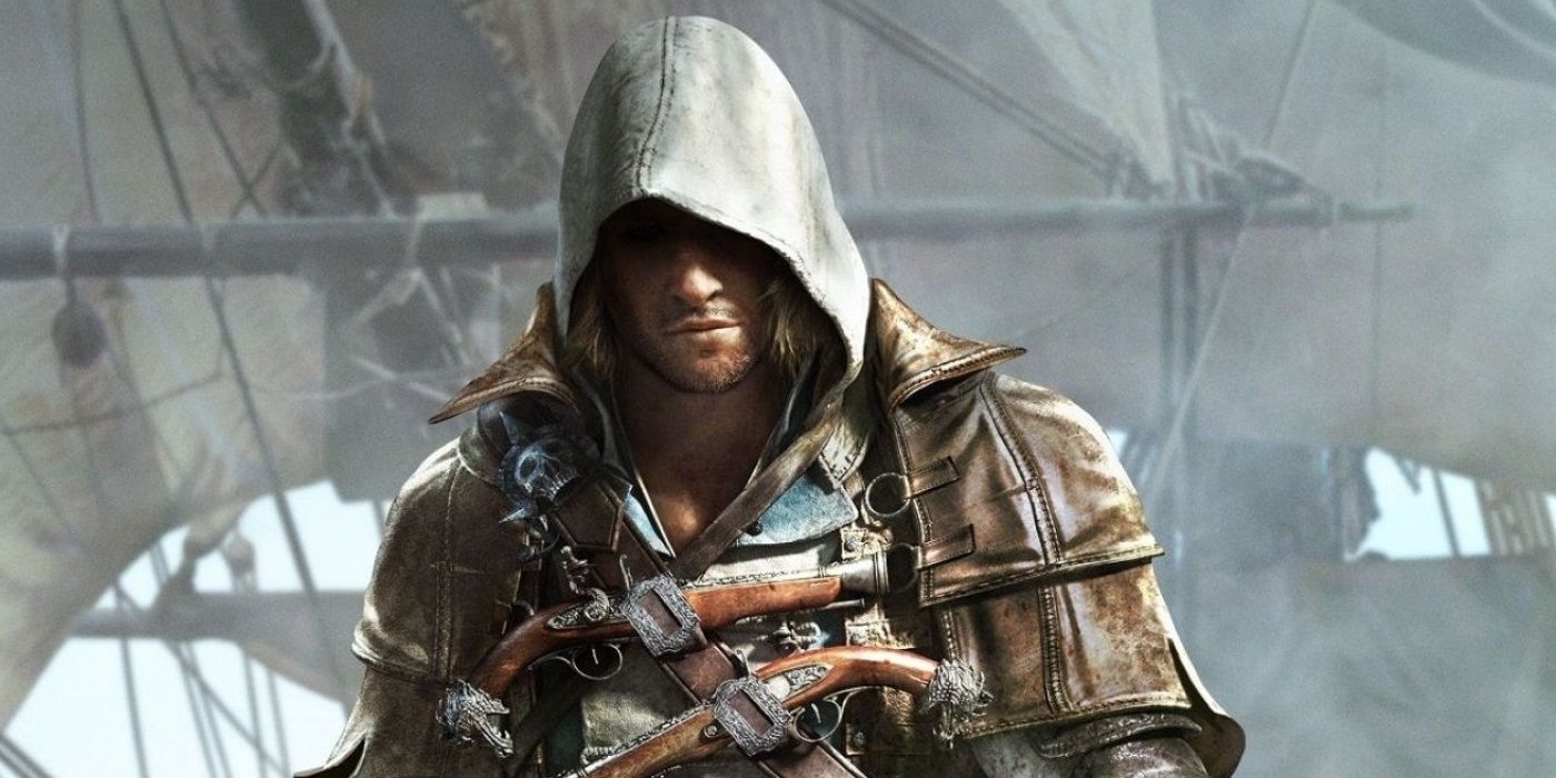 Edward Kenway aboard his pirate ship in Assassin's Creed: Black Flag