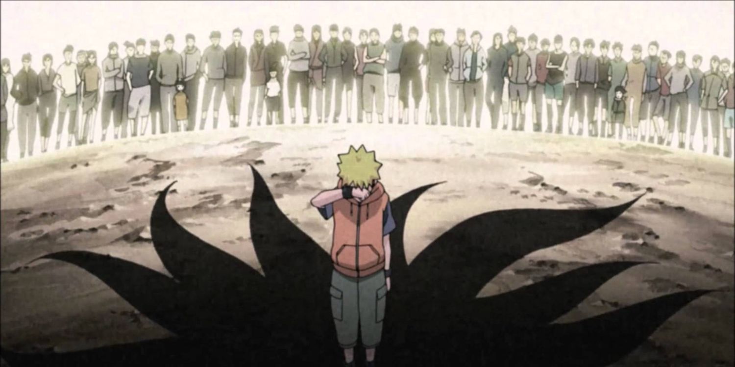 Naruto Is Sad And Alone As His Shadow Takes The Form Of The Nine-Tailed Fox