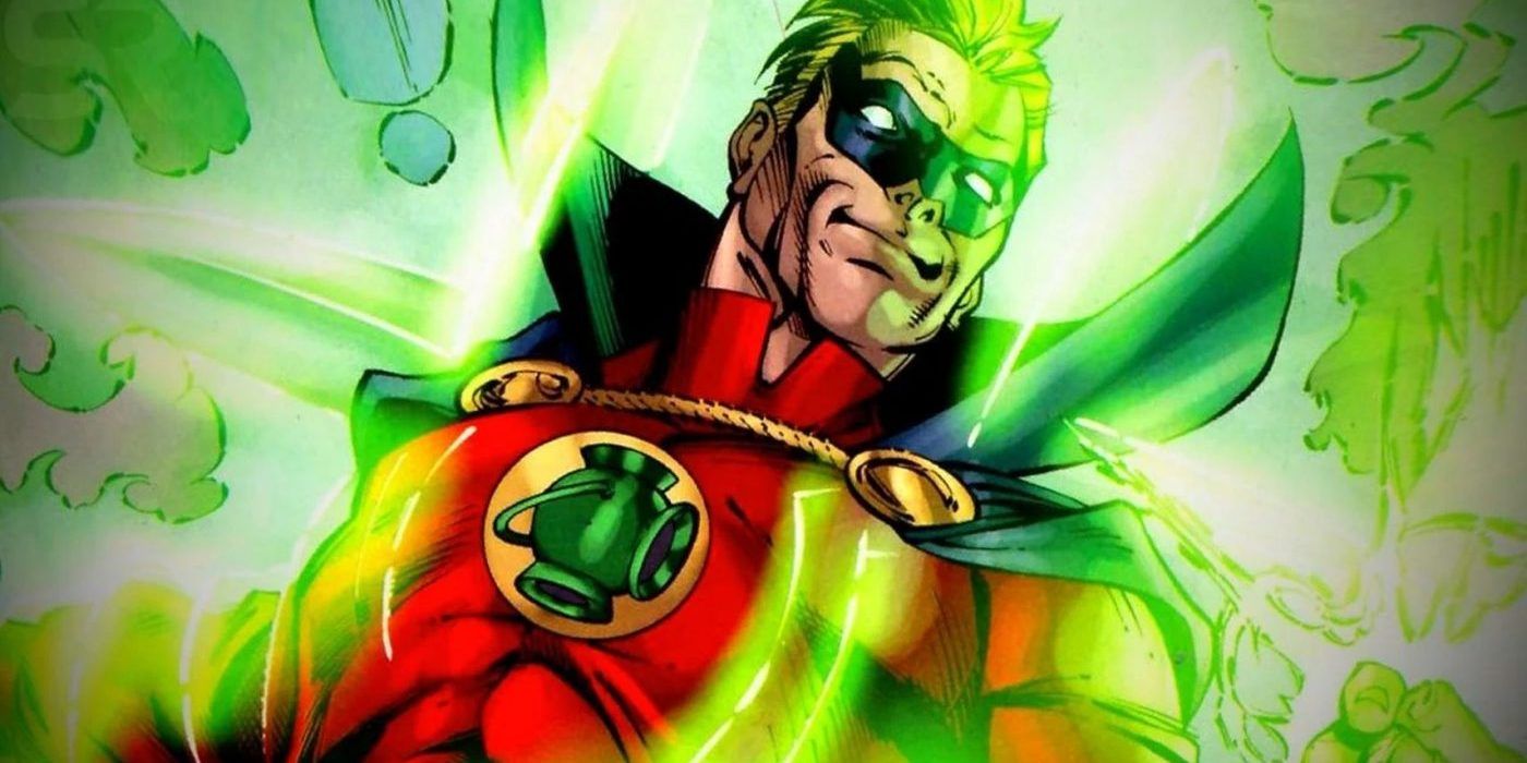 Alan Scott smiling and wielding a ring in DC Comics