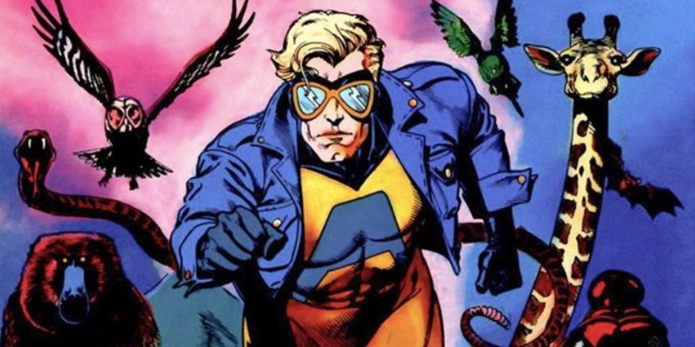 Buddy Baker--better known as Animal Man--in a cover image from Grant Morrison's run on the comic series.