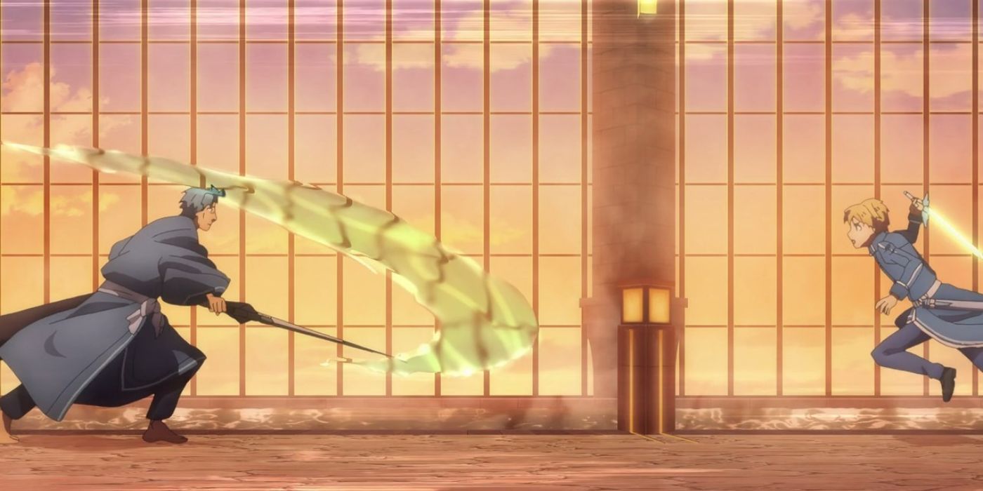 Bercouli Synthesis One using his Time Splitting Sword in Sword Art Online.