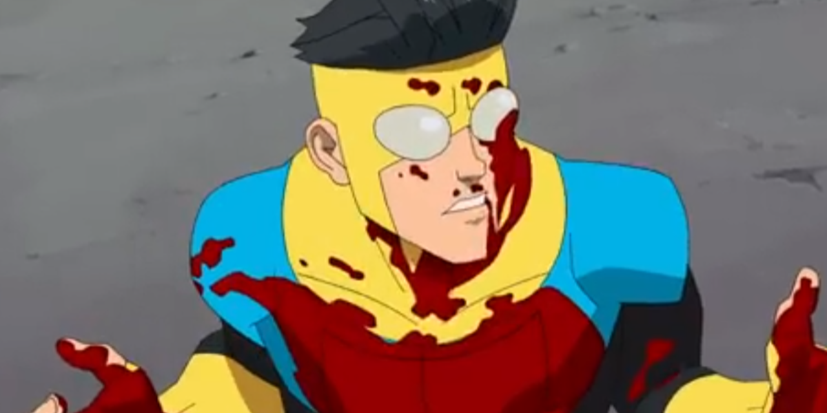 Invincible covered in blood in Invincible