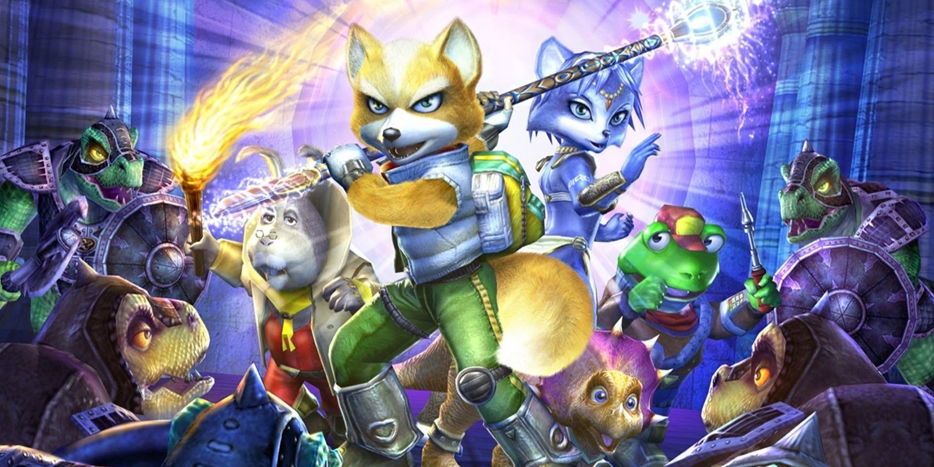 The cast of Star Fox: Adventures posing