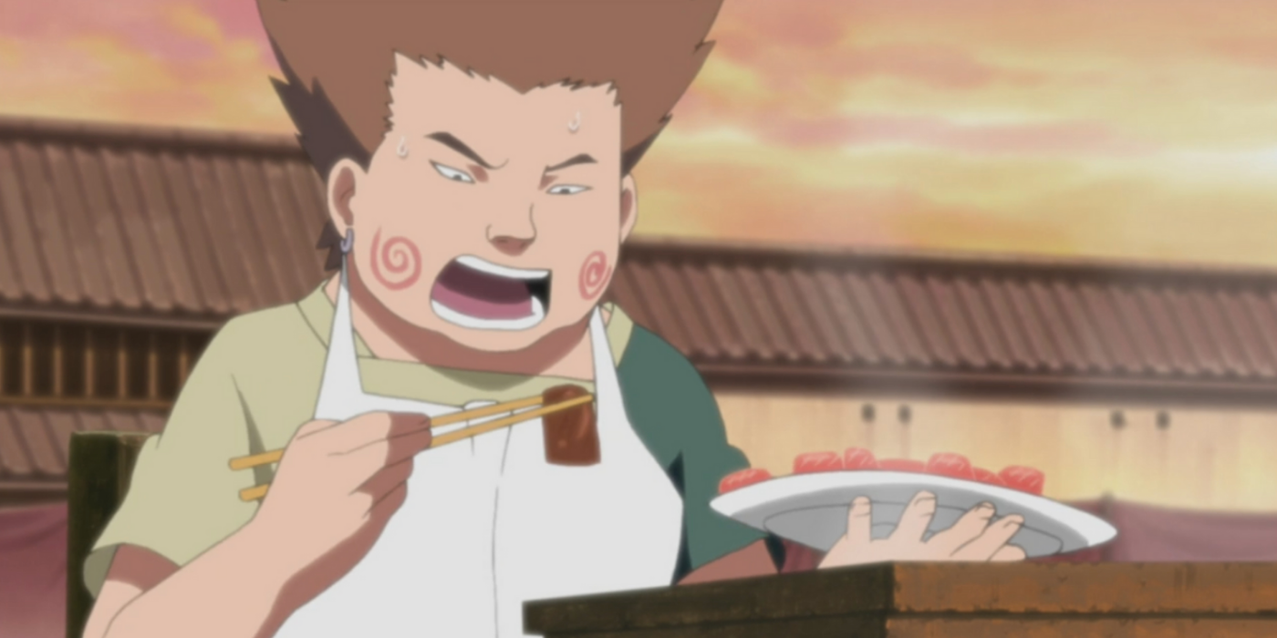Choji Akimichi doing his best to win an Eating Contest in naruto