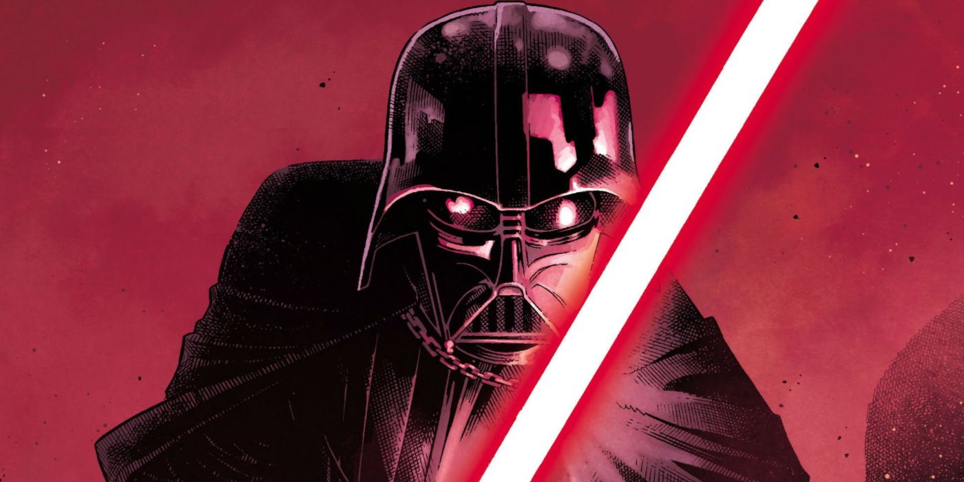 Darth Vader wielding his lightsaber in the comics