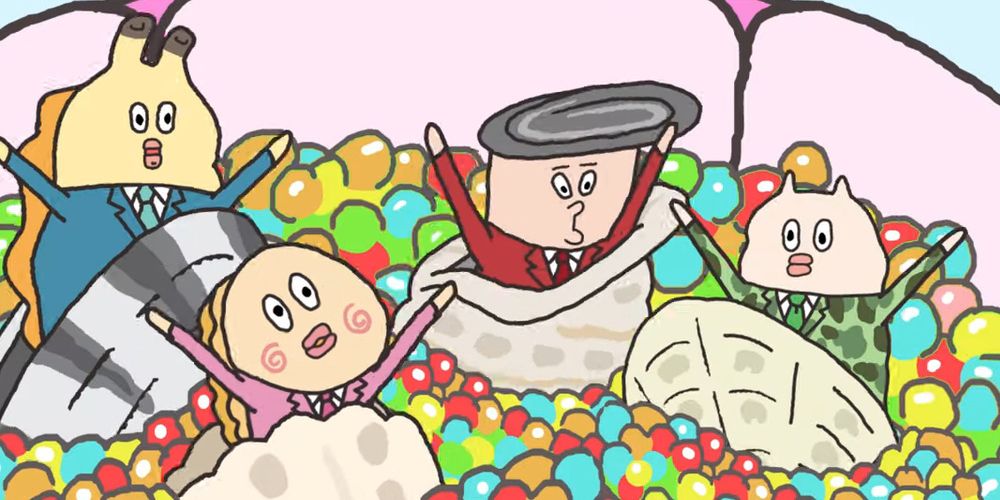 A silly ball pit exercise with the family in Deluxe Da Yo Kaishain