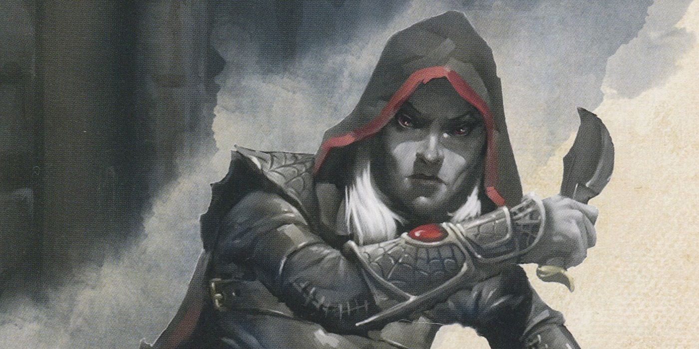 A rogue character wields a knife in Dungeons and Dragons.