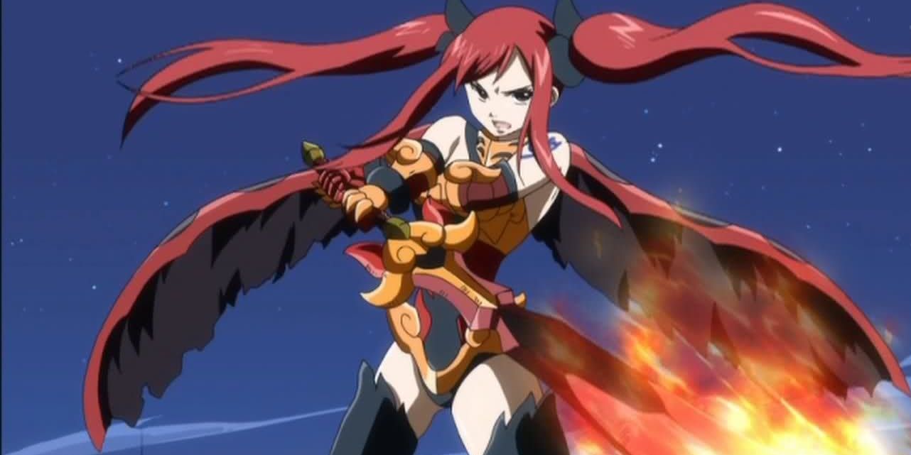 Fairy Tail's Erza Scarlet wearing her Flame Empress Armor.