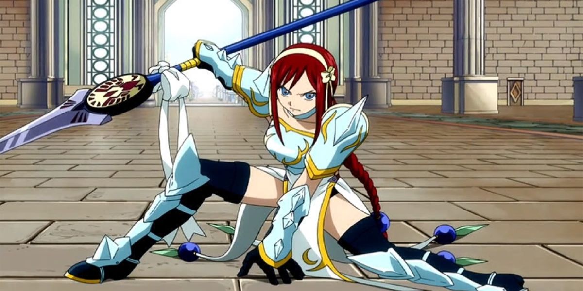 Fairy Tail's Erza Scarlet wearing her Lightning Empress Armor.