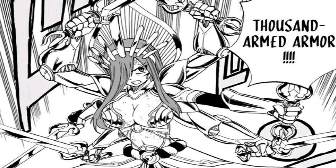 Fairy Tail's Erza Scarlet wearing her Thousand Arms Armor.