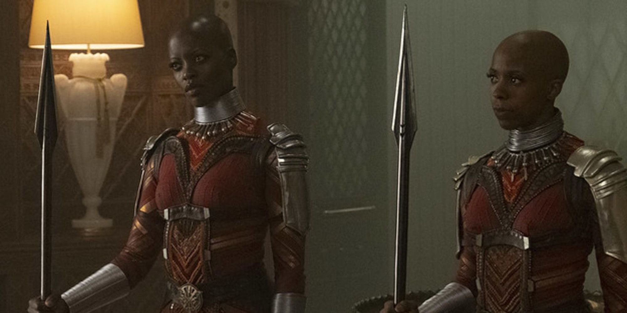Florence Kasumba as Ayo and Janeshia Adams-Ginyard as Nombie of the Dora Milaje