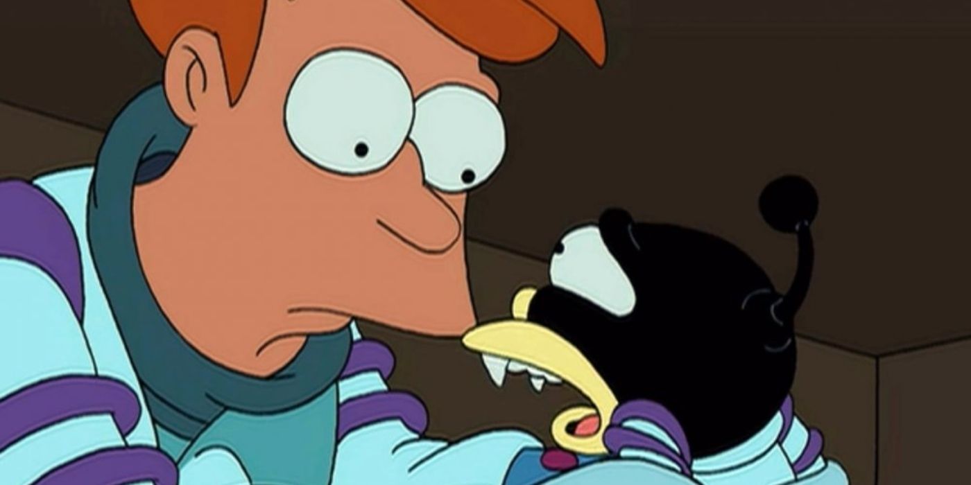 Fry discovers Nibbler can talk in Futurama