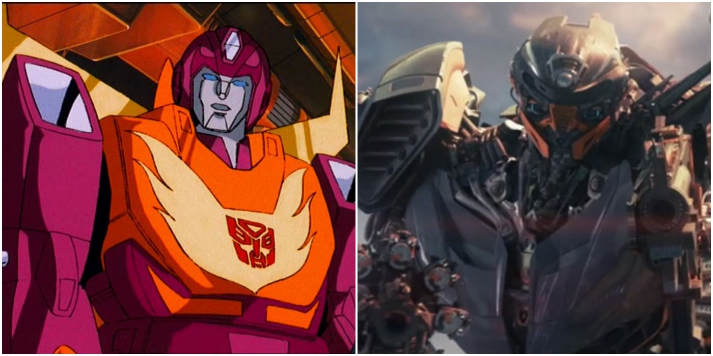 An image of Hot Rod from The Transformers: The Movie next to an image of Hot Rod from Transformers: The Last Knight.