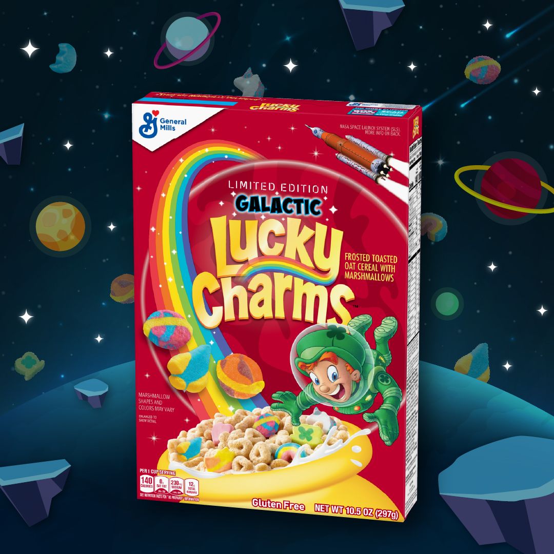 Updated Lucky Charms cereal from General Mills