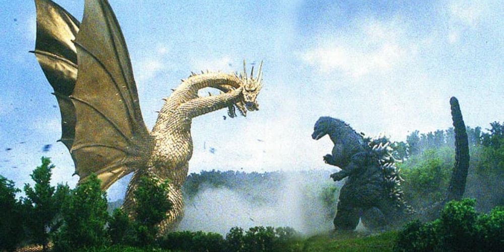 Ghidorah and Godzilla face off 