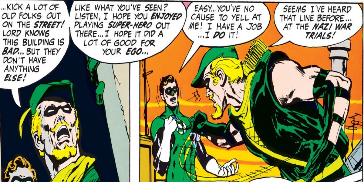 Ollie isn't afraid to talk back to superhumans like Green Arrow.