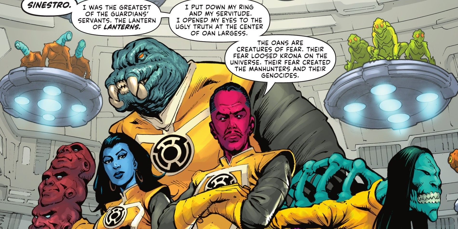 Sinestro and members of the Sinestro Corps from DC Comics
