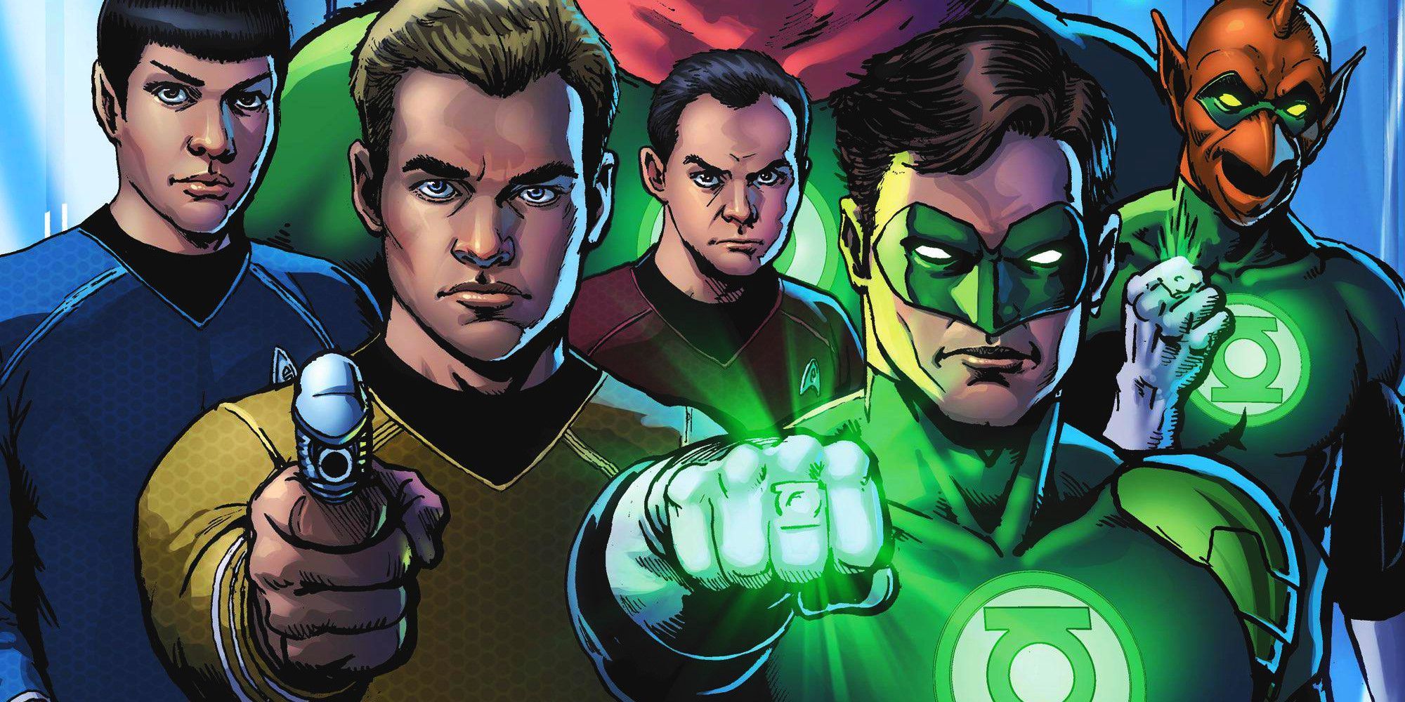 Comic art for the cover of Star Trek/Green Lantern: The Spectrum War