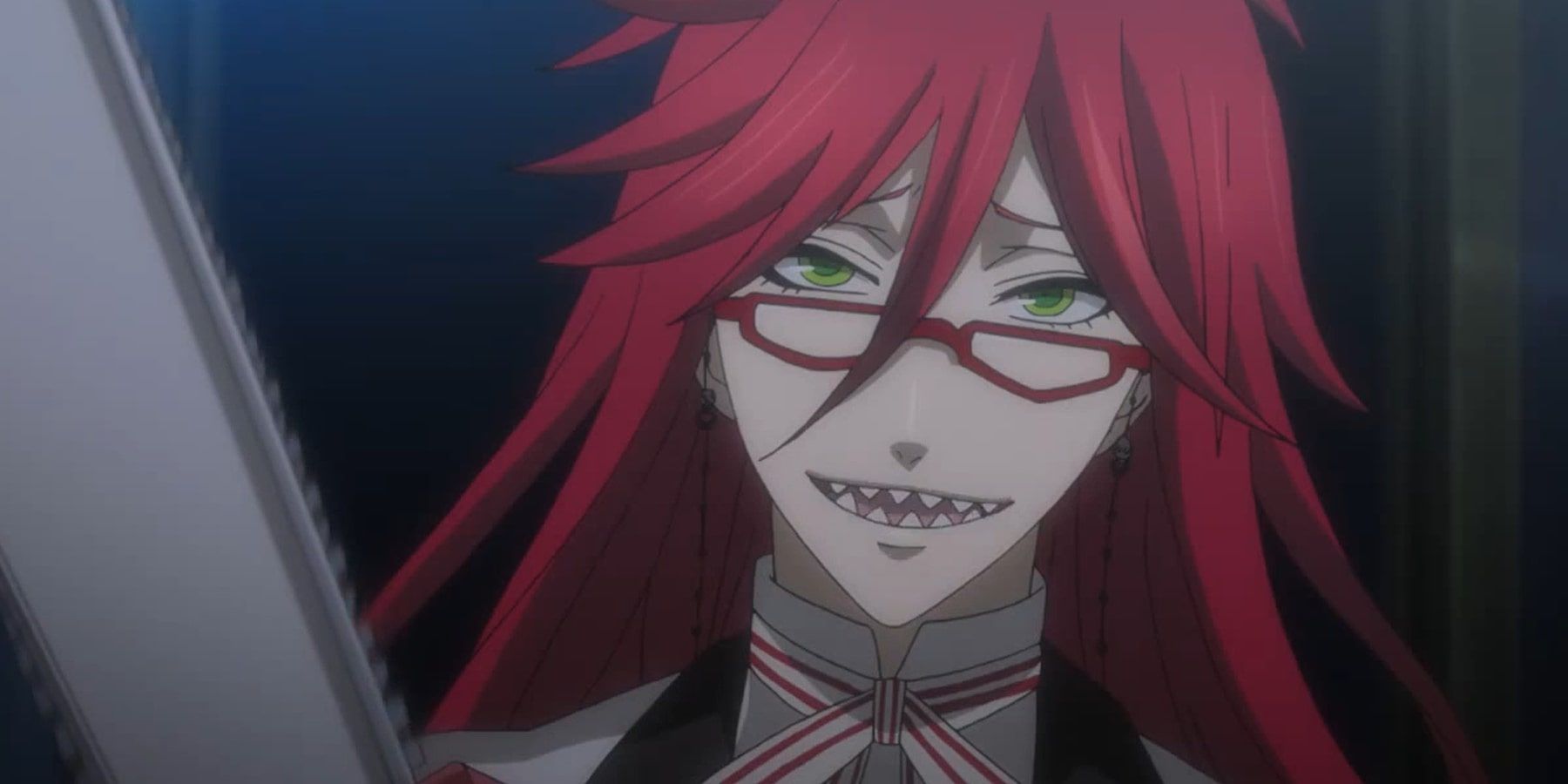 Grell With A Chainsaw Death Scythe In Black Butler Anime