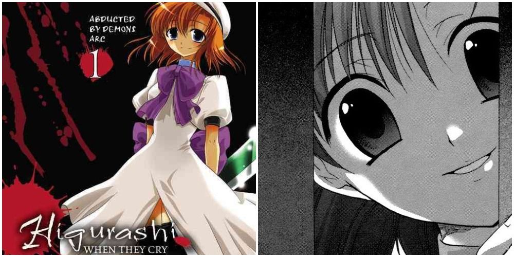 Higurashi When They Cry Abducted By Demons Arc Cover And Image Of Rena In Doorway