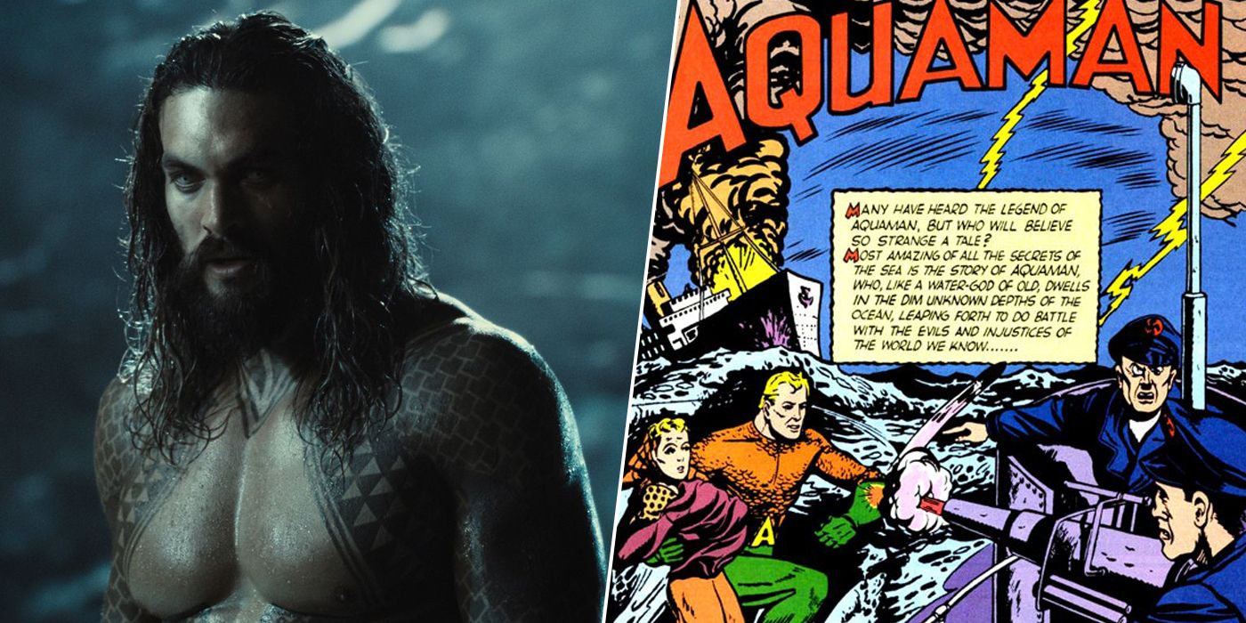 Jason Momoa as Aquaman and the character's first comic appearance