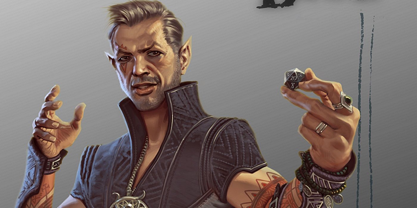 a dnd version of jeff goldblum holds out a d20