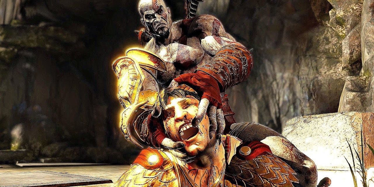 Kratos removing Helios' head