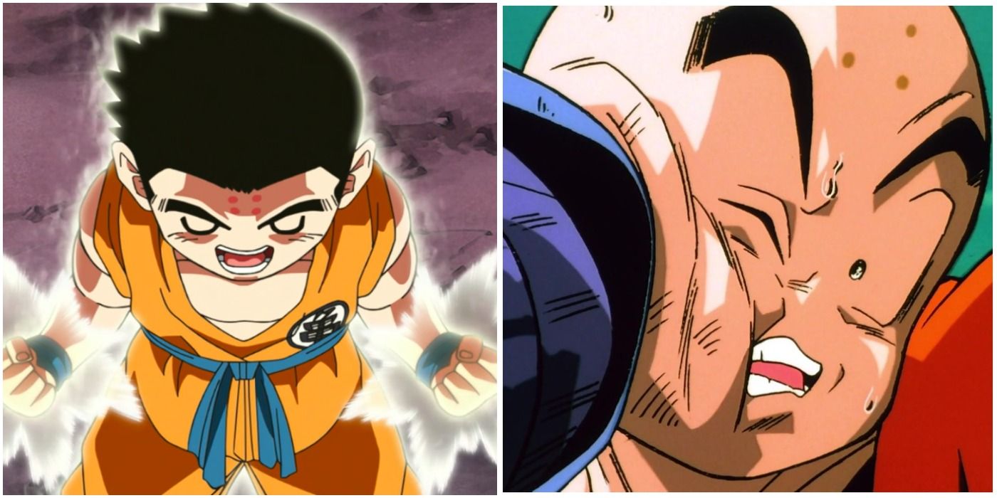 krillin with hair getting punched in the face