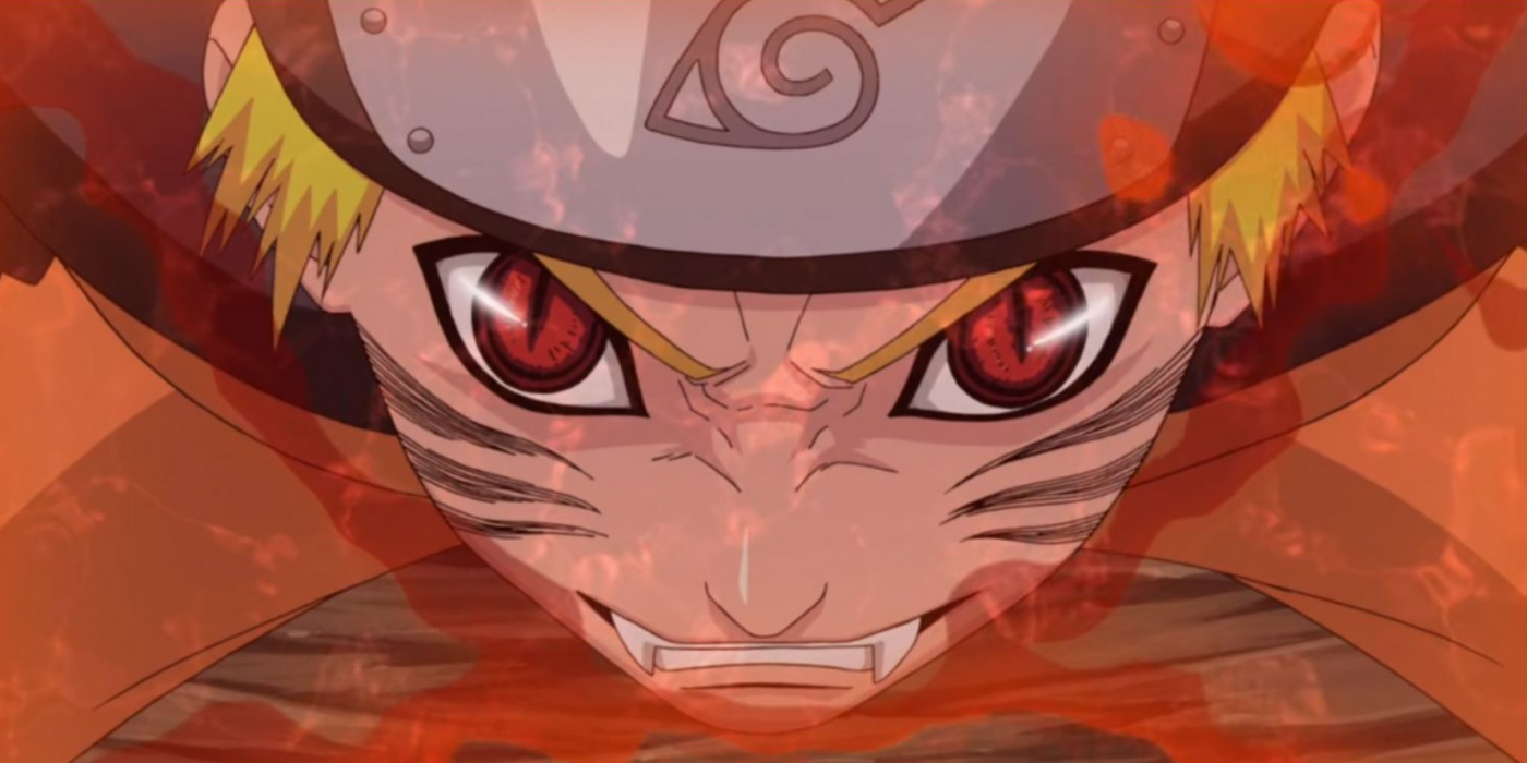 The Nine Tails taking over Naruto in Naruto.