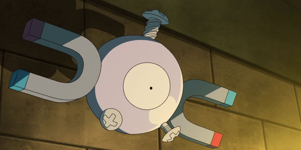Magnemite hovers in the Pokemon anime