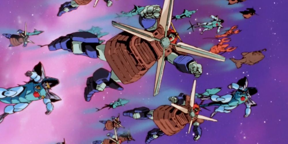 Every country's Gundam flies into action in Mobile Fighter G Gundam.