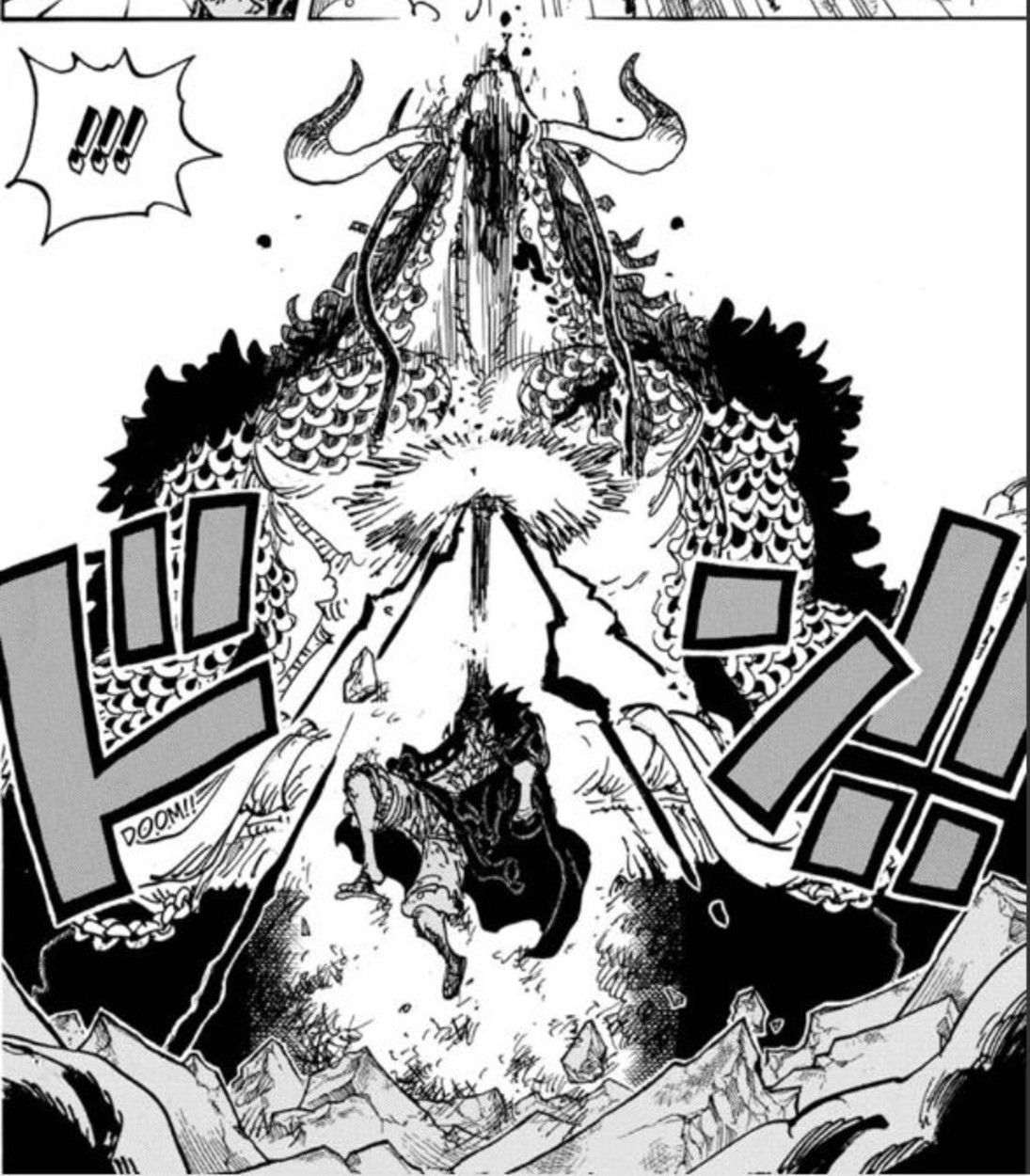 Monkey D. Luffy imbues his uppercut with Conqueror's Haki to deal damage to Kaido in One Piece's Chapter 1010
