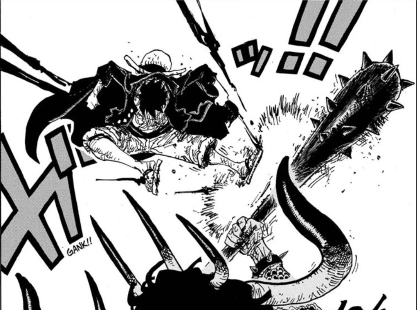 Luffy fights Kaido in One Piece manga panel