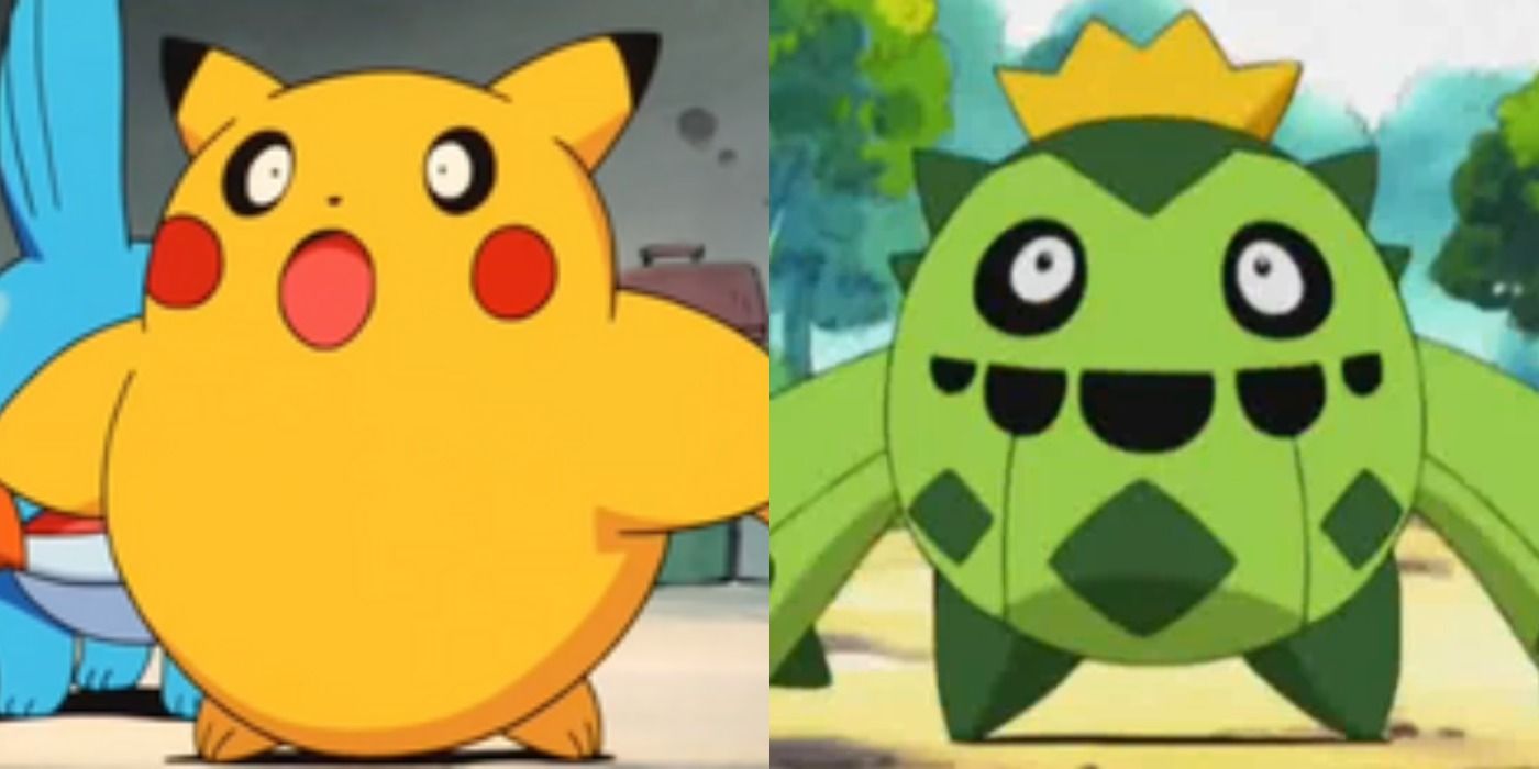 An image of Pikachu imitating Team Rocket's Cacnea next to an actual image of Team Rocket's Cacnea.