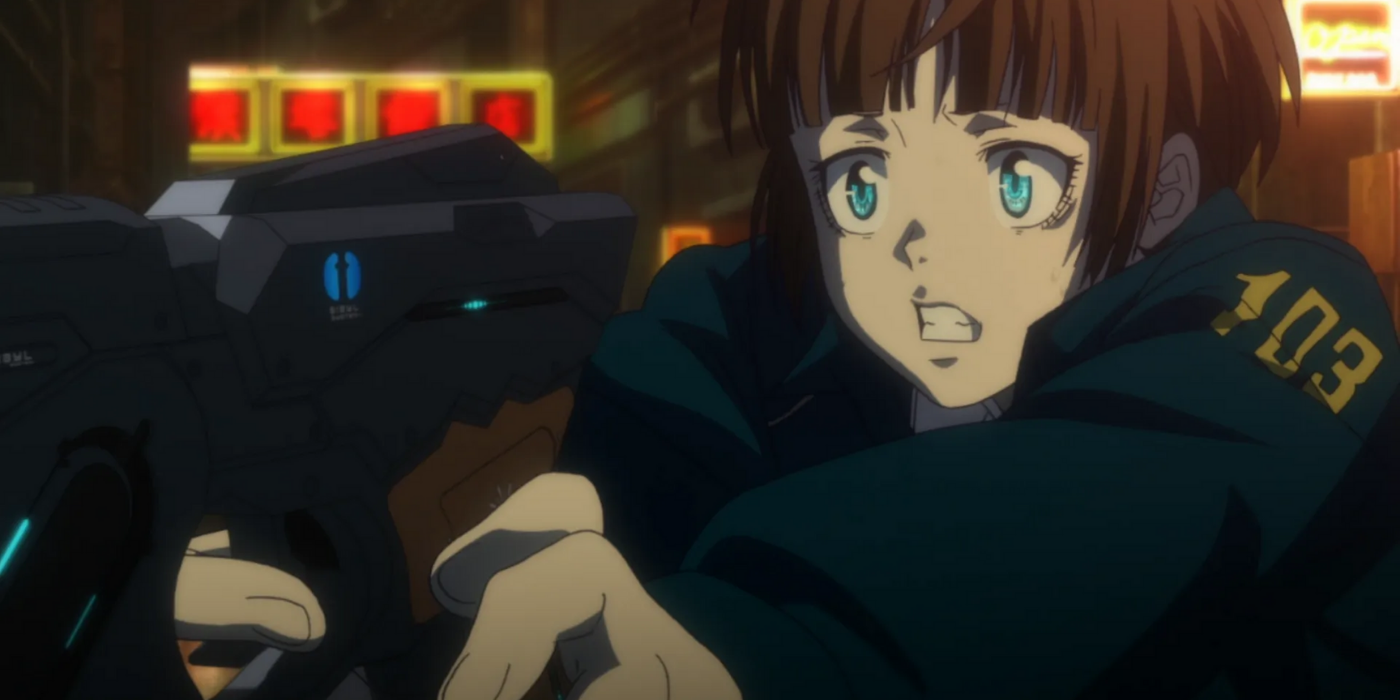 Anime psycho pass akane wielding a gun Cropped