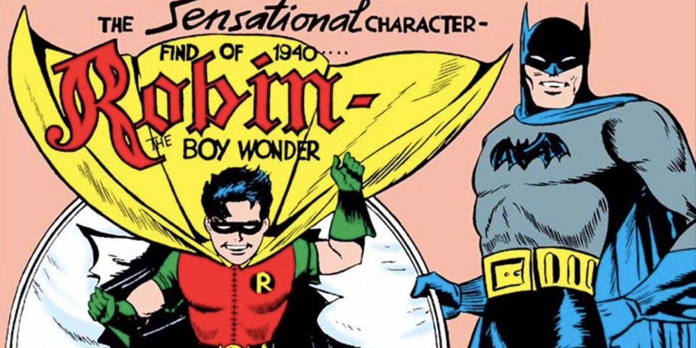The debut of the Golden Age Robin standing next to Batman