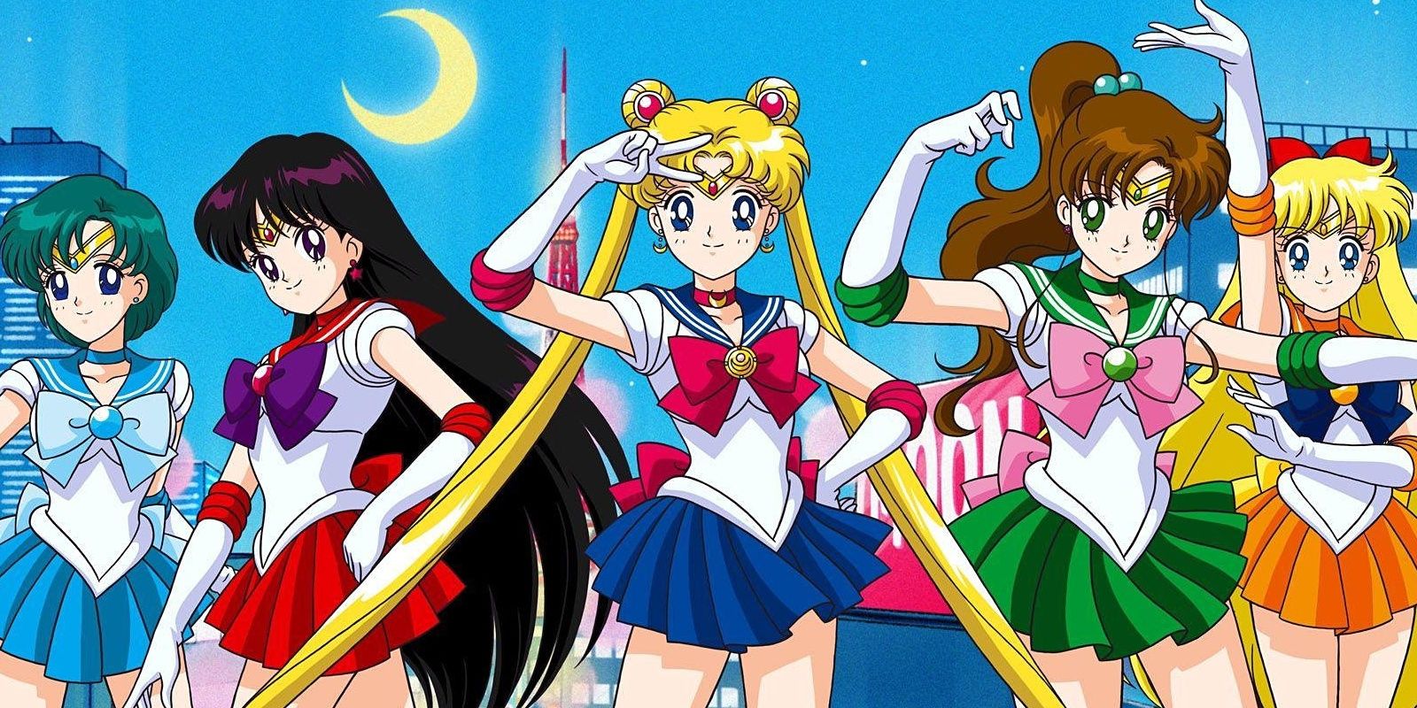Sailor Moon And The Sailor Scouts Posing In Sailor Moon Anime