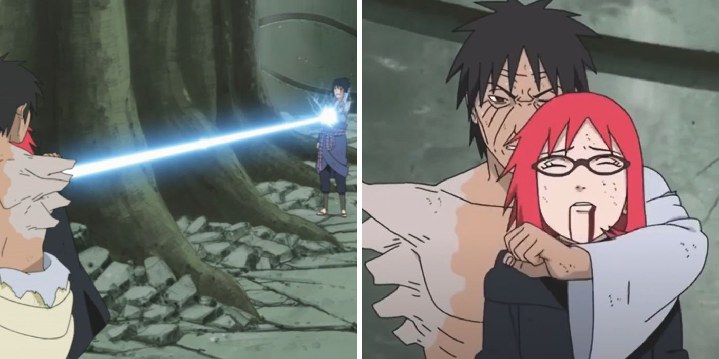 Sasuke stabs Karin and Danzo
