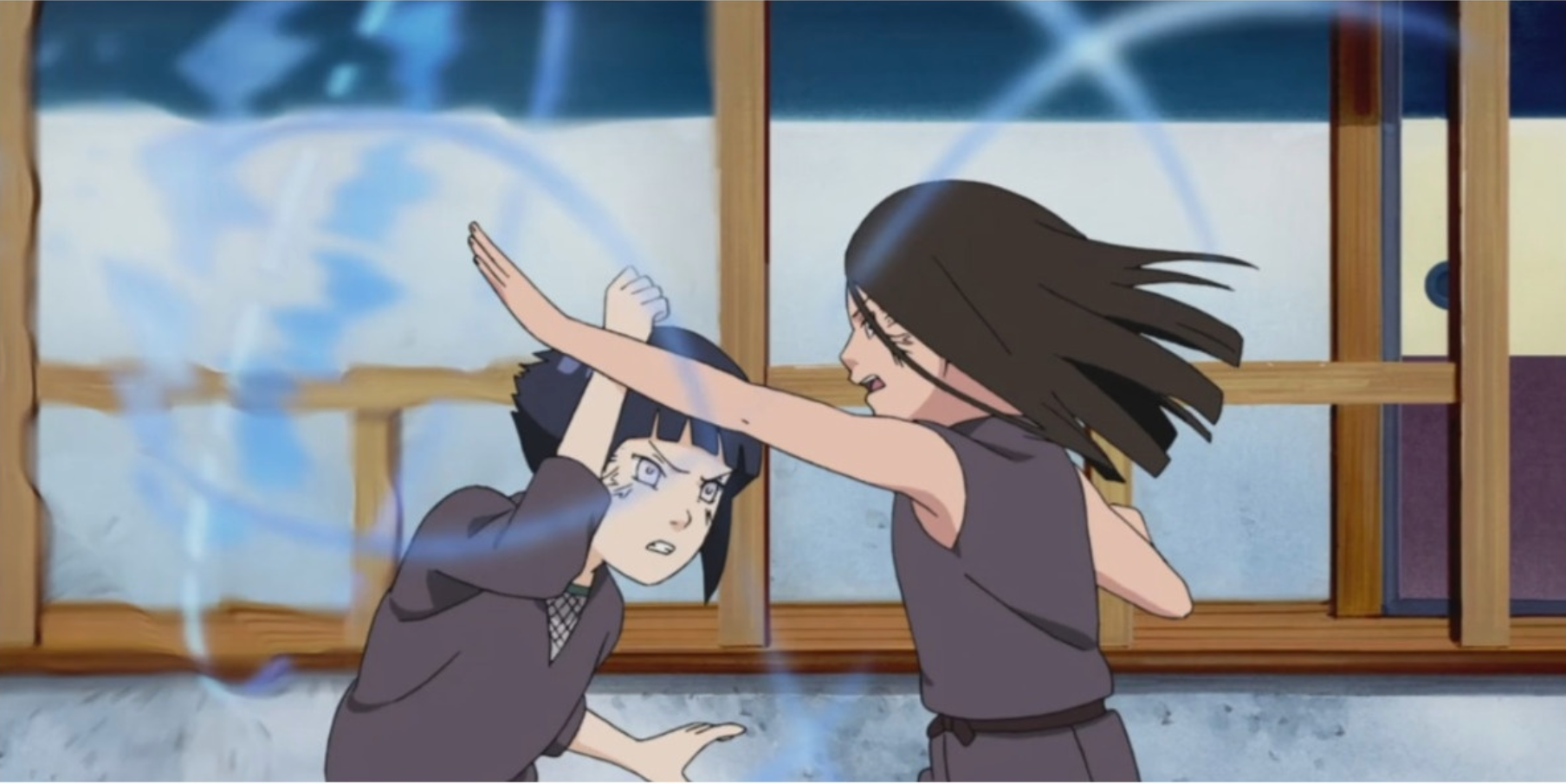Young Hinata fighting her sister Hanabi