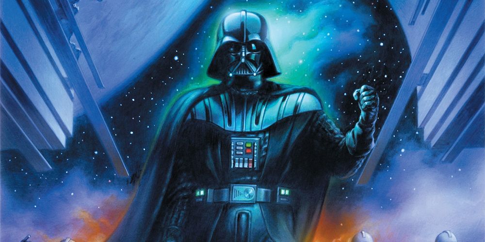 Darth Vader raising his fist in cover art for The Lost Command.