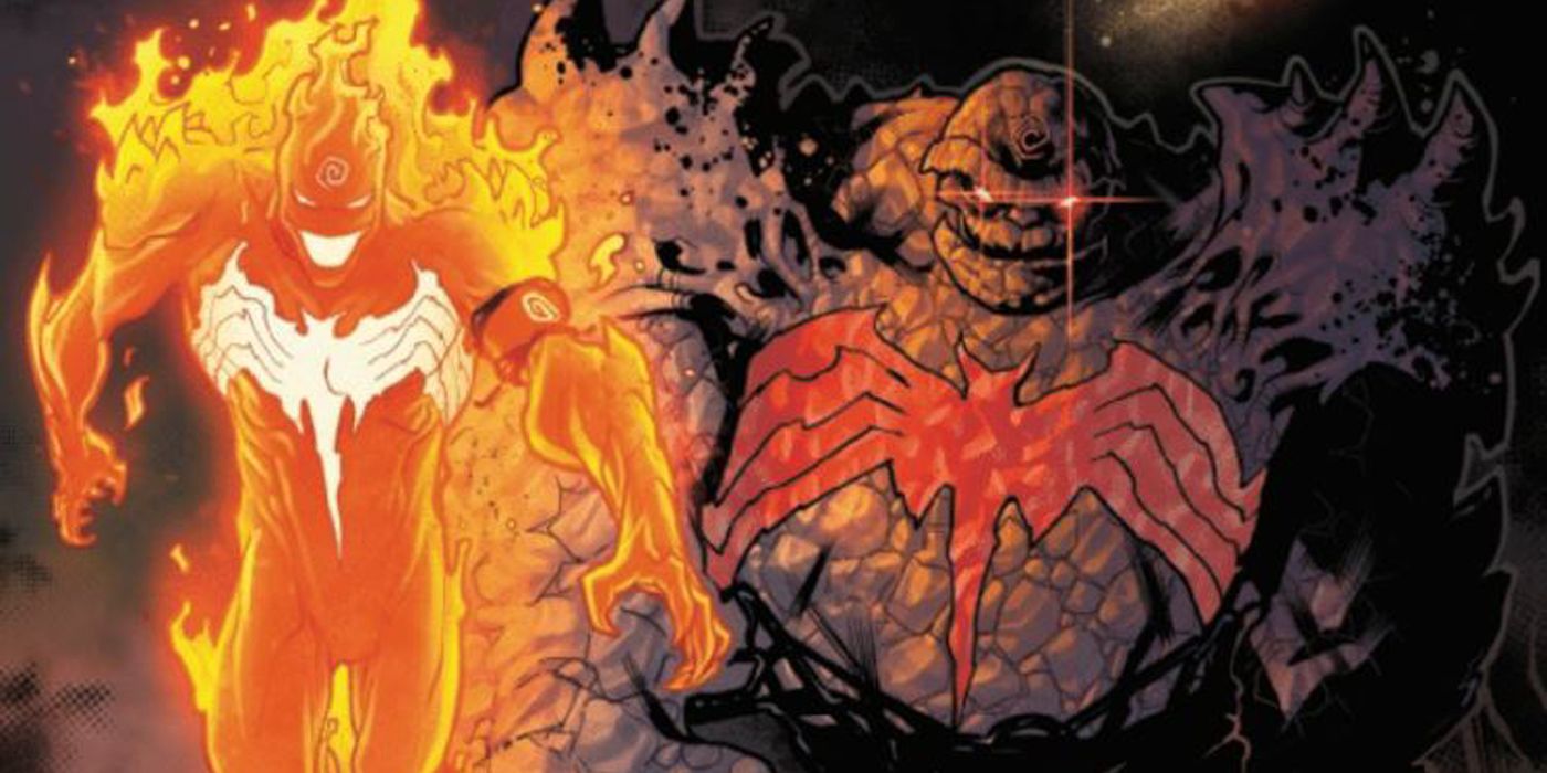 Symbiote Thing and Human Torch