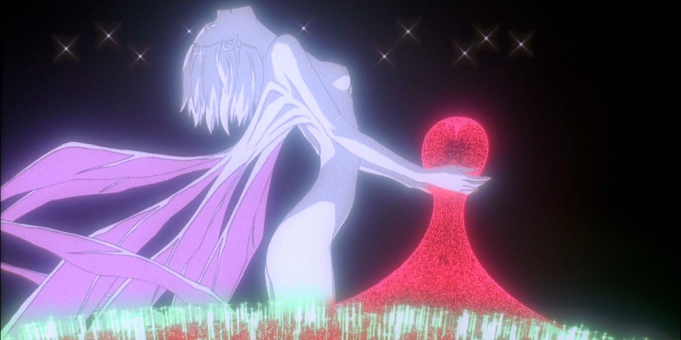 A giant Rei forms once Third Impact begins in Neon Genesis Evangelion