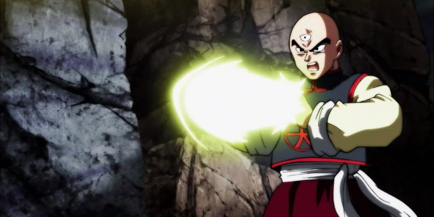Tien using the Neo Tri-Beam in Dragon Ball Super's Tournament of Power