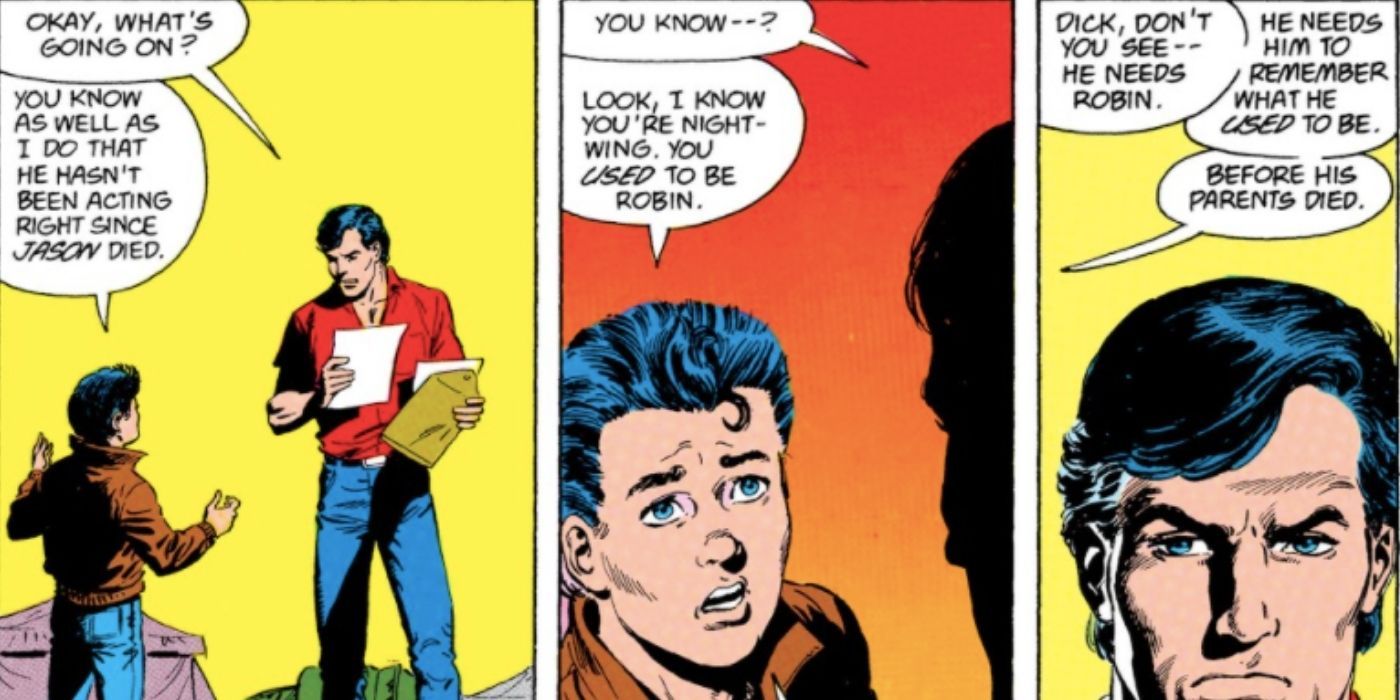 Tim Drake deduces the identities of Batman, Nightwing, and Robin.