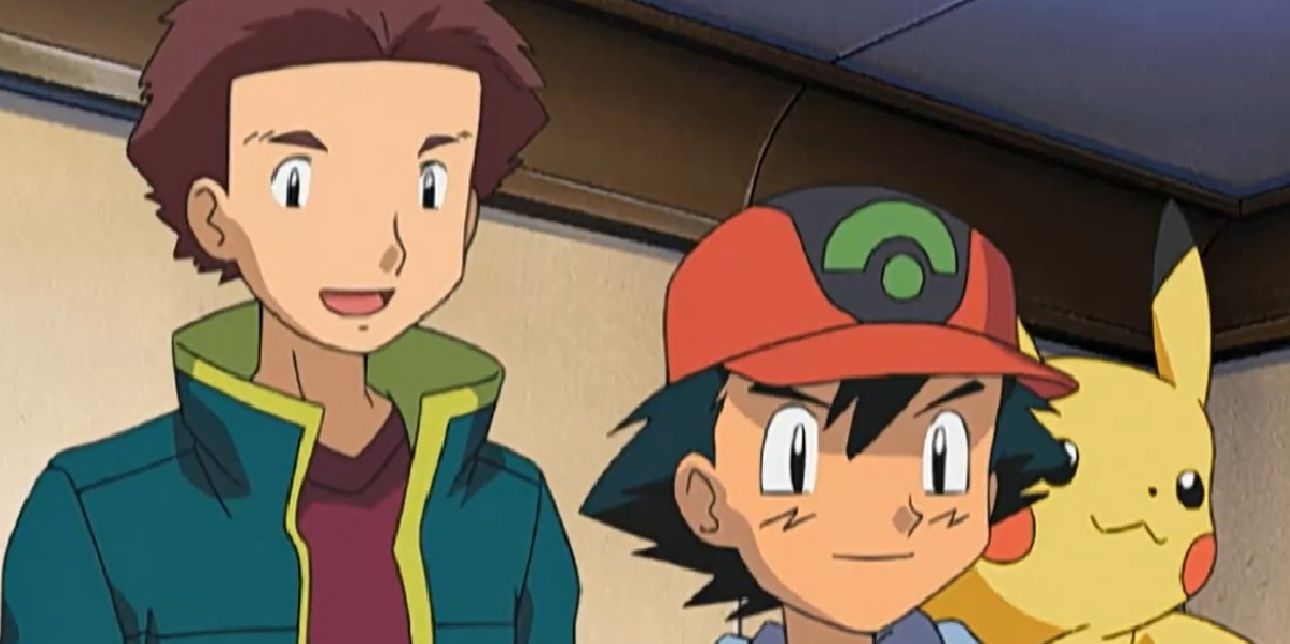 Tyson, Ash and Pikachu at Ever Grande City in Hoenn